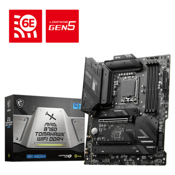 Дънна платка MSI MAG B760 Tomahawk WIFI, B760, LGA1700, DDR4, PCIe 5.0, (DP&HDMI), 4x SATA 6Gb/s, 3x M.2, 1x USB 3.2 Gen2x2 Type C, Wi-Fi 6, Bluetooth 5.3, ATX | JAR Computers MSI MAG B760 TOMAHAWK WIFI DDR4 7D96-001R