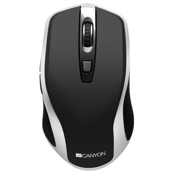 Мишка Canyon CNS-CMSW19B, оптична (1600 dpi), безжична, 6 бутона, USB, черно/сребрист | JAR Computers Мишка Canyon MW-19 CNS-CMSW19B