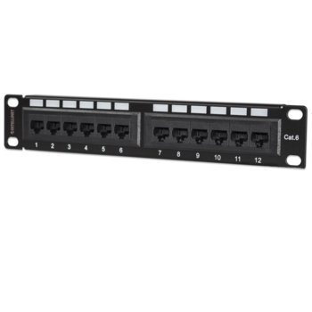 Пач панел Intellinet, 12x порта, 10", 1U, Cat.6, UTP, черен | JAR Computers Intellinet 12x порта 720748