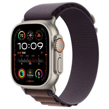 Смарт часовник Apple Watch Ultra 2, 1.92" (4.88 cm) Retina LTPO OLED дисплей, 64GB Flash памет, Bluetooth, Wi-Fi, LTE, GPS, следене на кръвно налягане, SpO2, водоустойчивост до 10 метра, IP6X, до 36 часа време на работа, Indigo Alpine Loop Small | JAR Computers Apple Watch Ultra 2 Indigo Alpine Loop Small