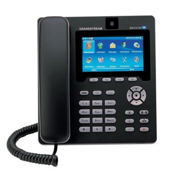 VoIP телефон Grandstream GXV3140, 4.3" (10.92 cm) цветен дисплей, 1.3Mpix камера, 3 линии, Wi-Fi, Bluetooth 4.0, 2x LAN10/100, 2x USB, SD слот, Skype сертифициран, черен image