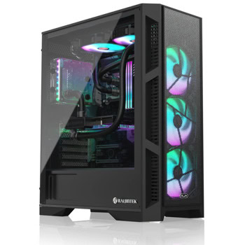 Кутия Raijintek ARCADIA III MS4, ATX/Micro ATX/Mini-ITX, 1x USB 3.0, 4x ARGB 120mm вентилатора, с прозорец, черна, без захранване | JAR Computers Raijintek ARCADIA III MS4 0R20B00247