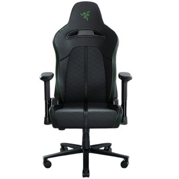Геймърски стол Razer Enki X (RZ38-03880100-R3G1), до 136kg, еко кожа, мемори пяна, метална база, коригиране височина, черен/зелен | JAR Computers Razer - Enki X RZ38-03880100-R3G1