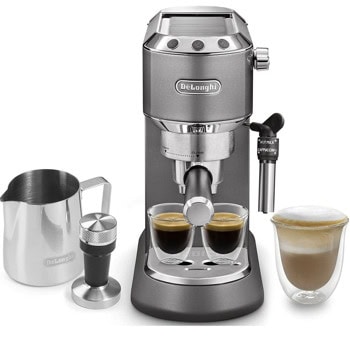 Кафемашина еспресо DeLonghi EC885.GY Dedica, 1300W, 15bar, 1.1l вместимост на резервоара за вода, Thermoblock система, автоматично изключване, сива | JAR Computers Кафемашина Delonghi EC885.GY Dedica Grey