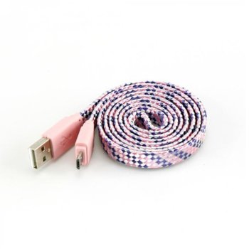 Кабел Sbox USB-103CF-P, от USB A(м) към USB Micro B(м), 1m, плосък с оплетка, розов | JAR Computers Sbox USB-103CF-P USB A(м) към USB Micro B(м) 1m