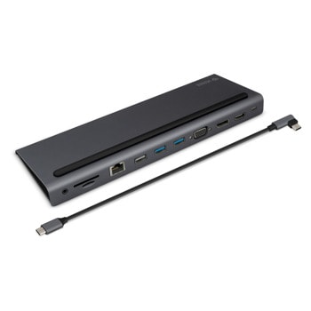 Докинг станция Yenkee YTC 1101, от USB-C към 1x USB-C(PD), 3x USB-A, 1x DisplayPort, 1x HDMI, 1x VGA, 1x AUX, 1x RJ45, 1x SD четец, 1x microSD четец, черна | JAR Computers Докинг станция Yenkee YTC 1101 45017290