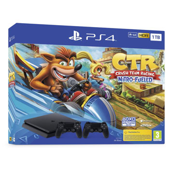 Конзола PlayStation 4 Slim 1TB + Crash Team Racing Nitro-Fueled & DualShock 4, черна | JAR Computers PS4 Slim 1TB + Crash Team Racing + DualShock4