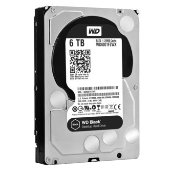 Твърд диск 6TB WD Black (WD6001FZWX), SATA 6Gb/s, 7200rpm, 128MB, 3.5"(8.89 cm) | JAR Computers Western Digital HDD 6TB Black 3.5 WD6001FZWX