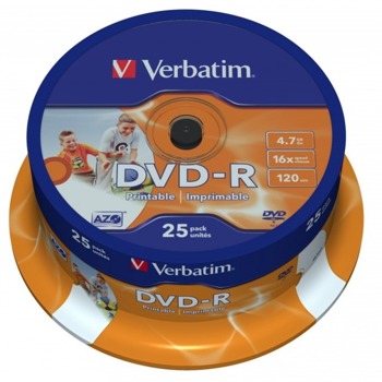 Оптичен носител DVD-R media 4.7GB, Verbatim 43538, 16x, 25бр. image