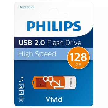 Памет 128GB USB Flash Drive, Philips Vivid Edition, USB 3.0, оранжев | JAR Computers Памет USB Philips VIVID EDITION 128GB 2.0