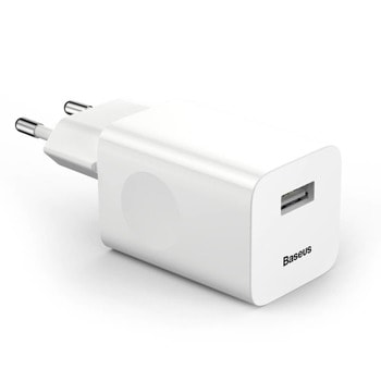 Зарядно устройство Baseus CCALL-BX02, от контакт към USB A(ж), 12V, 2A, 24W, бяло | JAR Computers Baseus CCALL-BX02