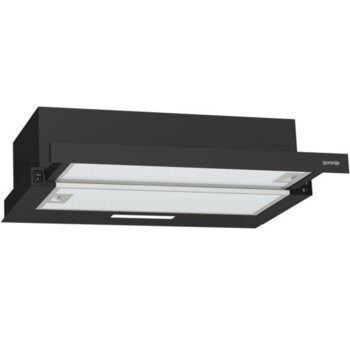 Абсорбатор Gorenje Essential TH60E3B, за вграждане, телескопичен, енергиен клас C, мощност 110 W, въздухопоток 350 m3/h, 1 мотор, 3 степени на мощност, управление с ключ, черен | JAR Computers Gorenje Essential TH60E3B
