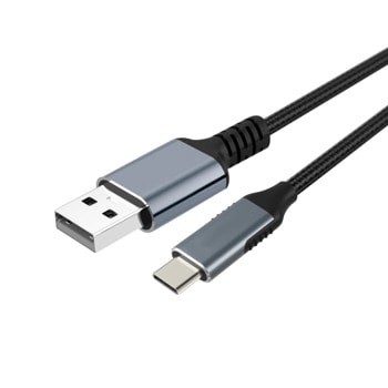 Кабел Vcom CU405M-1.8m, от USB A(м) към USB C(м), 1.8m, екраниран, черен | JAR Computers кабел vcom usb a м to usb c м 1.8 m cu405m-1.8m