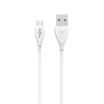 Кабел DeTech DE-21M, Micro USB, 1.0m, Бял - 14129