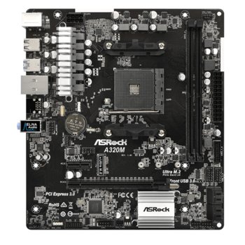 Дънна платка ASRock A320M, A320, AM4, DDR4, PCI-E, 4 x SATA 6Gb/s, 4 x USB 3.1 Gen1, Micro ATX | JAR Computers ASROCK A320M