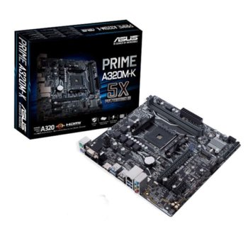 Дънна платка Asus PRIME A320M-K, A320, AMD AM4, DDR4, PCI-E 3.0 (HDMI/VGA), 4x SATA 6Gb/s, 1x M.2, 4 x USB 3.1 Gen 1, Micro ATX | JAR Computers Asus Prime A320M-K