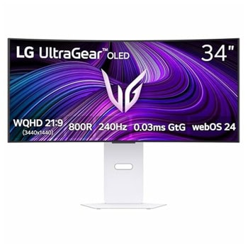 Монитор LG 34GX90SA-W, 34"(86.36cm)Curved OLED панел, 240Hz, 0.03ms, 275cd/m2, DisplayPort, HDMI, USB-C | JAR Computers 34 LG 34GX90SA-W