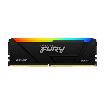 Памет 8GB DDR4 3200MT/s, Kingston FURY Beast Black RGB, KF432C16BB2A/8, 1.35V | JAR Computers Kingston 8GB DDR4 3200MHz FURY Beast Black RGB