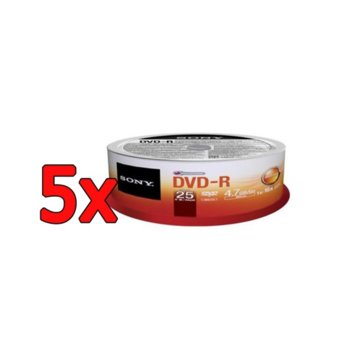 DVD-R media 4.7GB, Sony, 16x, 5x25бр.