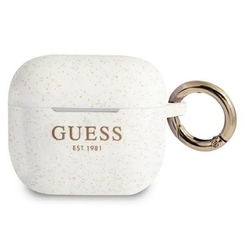 Защитен калъф Guess AirPods 3 Silicone Glitter Case, за Apple Airpods 3, силиконов, с карабинер, бял | JAR Computers Guess AirPods 3 Silicone Glitter Case GUA3SGGEH