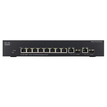 Суич Cisco SF302-08MP, 8 ports 100Mbps, 2 dual personality, PoE | JAR Computers Cisco SF302-08MP