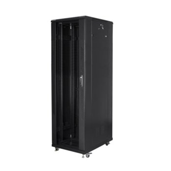 Комуникационен шкаф Lanberg FF01-8842-12B, 19", 42U, 800 x 800 x 2047.5, стъклена врата, черен | JAR Computers Lanberg FF01-8842-12B