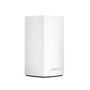 Wi-Fi система(1x бр.) Linksys Velop Intelligent Mesh WHW0101, 1300Mbps, 2.4GHz(400Mbps)/5GHz(867Mbps), Wireless AC, 1x LAN1000, 1x WAN1000, 3x вътрешни антени, 256MB Flash памет, 256MB RAM, Bluetooth 4.0 | JAR Computers Linksys Velop Intelligent Mesh WiFi System WHW0101