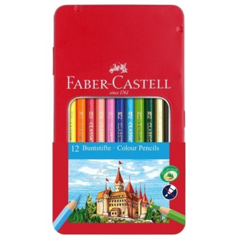 Faber-Castell Замък 12 цвята метална кутия