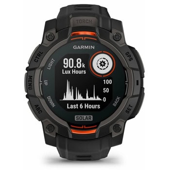 Смарт часовник Garmin Instinct 3 - 45mm Black, дизайн с два прозореца, 1.1" x 1.1" (27.0 cm) MIP дисплей, Bluetooth, ANT+, GPS, 128MB вградена памет, вградено фенерче, компас, 10ATM, до 28 дни време на работа, черен | JAR Computers Garmin Instinct 3 - 45 мм Black 010-02934-00