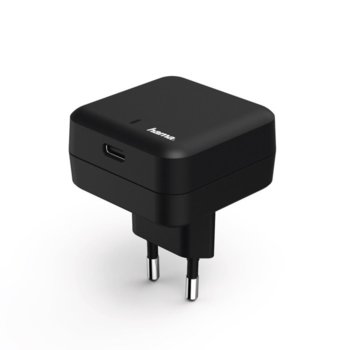 Зарядно устройствo HAMA 178312, от контакт към USB C (ж), 27W/3A, черно | JAR Computers Зарядно 220V HAMA, 100-240V, 3A, 1 x USB-C, Черен
