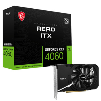 Видео карта Nvidia GF RTX 4060, 8GB, MSI Aero ITX, OC, PCI-E 4.0, GDDR6, 128-bit, DisplayPort, HDMI | JAR Computers MSI GeForce RTX 4060 AERO ITX 8G OC 912-V812-012