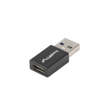 Преходник Lanberg AD-UC-UA-01, от USB Type A(м) към USB Type C(ж), черен | JAR Computers Lanberg AD-UC-UA-01