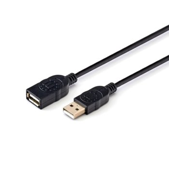 Кабел Manhattan, USB Type A(м) към USB Type A(ж), 1.8m, черен | JAR Computers Manhattan USB A female 1.8m black