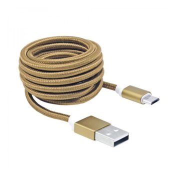 Кабел SBOX USB AM-MICRO-15G, от USB A(м) към USB Micro B(м), 1.5m, сплетена обвивка, златист | JAR Computers SBOX USB AM-MICRO-15G USB A(м) към USB Micro B(м)