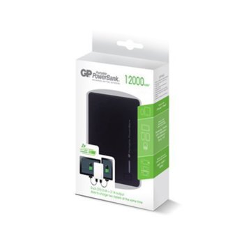 Външна батерия/power bank GP 302BE 12000mAh, черна | JAR Computers GP 302BE 12000mAh black