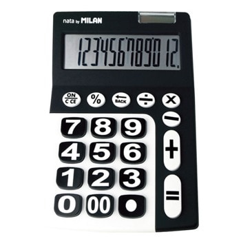 Калкулатор Milan, 12 разряден дисплей, настолен, бутон за изчистване на въведените данни, автоматично изключване след употреба, черен | JAR Computers Milan 2060120146
