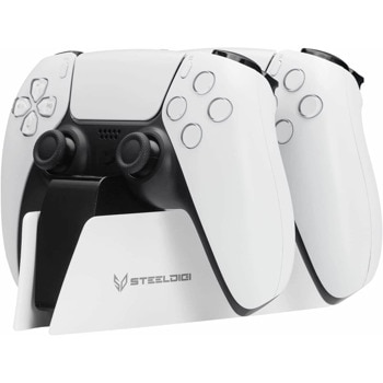 Зарядна станция SteelDigi Azure Canoe, за PS5, за зареждане на до 2 контролерa едновременно, бяла | JAR Computers SteelDigi Azure Canoe бяла PS5-DC01W