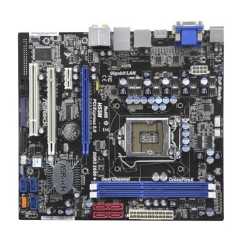 Дънна платка ASRock H55M, H55, LGA1156, DDR3, 2xPCI-E (CF), HDMI & DVI, SB7.1, Lan1000, SATA, eSATA, mATX | JAR Computers ASRock H55M