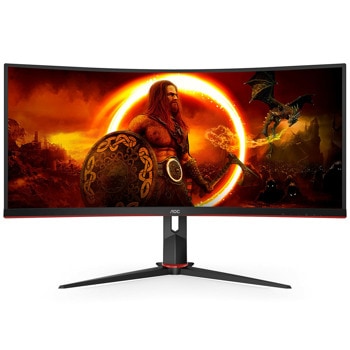 Монитор AOC CU34G2XP/BK, 34" (86.36cm) VA Curved панел, 180Hz, WQHD, 1ms, 80 000 000:1, 430cd/m2, DisplayPort, HDMI, USB-C, USB | JAR Computers AOC CU34G2XP/BK