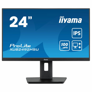 Монитор IIYAMA XUB2492HSU-B6, 23.8" (60.45 cm) IPS панел, 100Hz, Full HD, 0.4ms, 80 000 000:1, 250 cd/m2, DisplayPort, HDMI, USB | JAR Computers IIYAMA XUB2492HSU-B6