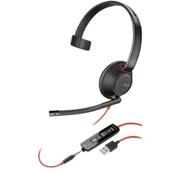 Слушалки Plantronics Blackwire 5210 USB-A (207577-01), моно слушалка, USB Type A, AUX, шумопотискащ микрофон, технология SoundGuard, черни | JAR Computers Plantronics Blackwire 5210 USB-A 207577-201