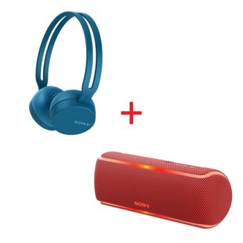 Комплект Sony WH-CH400 Blue + SRS-XB21 Red