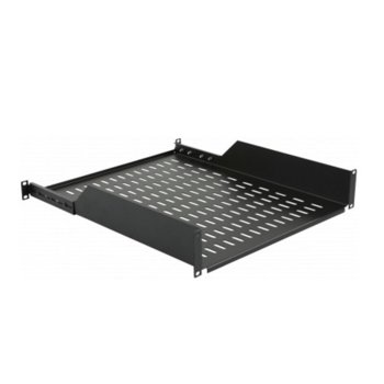 19" рафт MIRSAN MR.HRM2U55.01 за сървърен шкаф - 486 x 550 x 88 мм, 2U, D=450 мм, вентилиран, 4-точков монтаж, 30 кг товар, черен | JAR Computers MIRSAN MR.HRM2U55.01