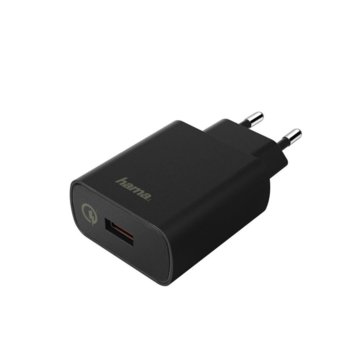 Зарядно устройство HAMA Qualcomm Quick Charge 3.0 178238, от контакт към 1x USB-A(ж), 3,6-6,5V/ 3A & 12V/1.5A, QC3.0, черен | JAR Computers HAMA Qualcomm Quick Charge 3.0 178238 Черен
