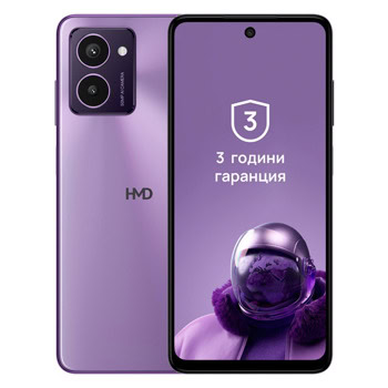 Смартфон HMD Pulse Pro (лилав), поддържа 2 SIM карти, 6.56" (16.66cm) IPS 90Hz дисплей, осемядрен Unisoc T606 1.6GHz, 8GB RAM, 256GB Flash памет (+microSD слот), 50 + 2 & 50 Mpix камери, Android, 196g | JAR Computers HMD Pulse Pro 8/256GB Purple