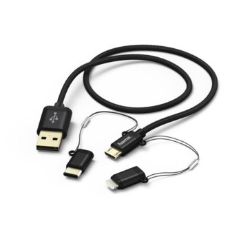 Hama Alu 3 в 1, USB-A - MicroUSB, Lightning и USB-