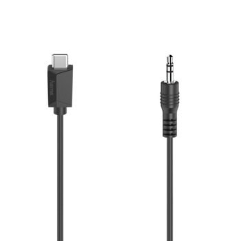 Кабел HAMA 200729, от USB-C(м) към AUX(м), 0.75m, черен | JAR Computers HAMA 200729