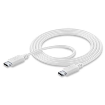 Кабел Cellularline, от USB Type-C(м) към USB Type-C(м), 1.2m, бял, 5A | JAR Computers Cellularluie USB-C към USB-C 5A/45W Бял