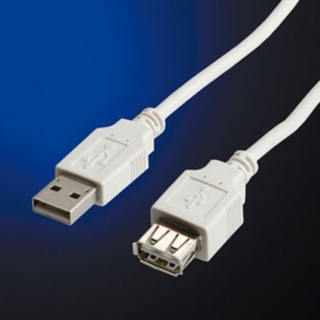 Кабел Roline 11.99.8947, USB A(м) към USB A(ж), 0.8, бял | JAR Computers Roline USB A(м) към USB A(ж) 0.8 11.99.8947