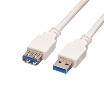 Кабел Roline 11.99.8977, USB 3.1 type A към USB 3.1 type A female, 0.8m, бял | JAR Computers Cable Roline USB3.0 A-A M/F 0.8m 11.99.8977